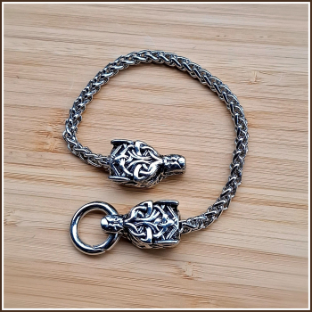 Preview: Armband "Wölfe Geri & Freki" - 23 cm