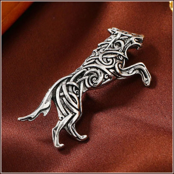 Brosche "Rennender Wolf"