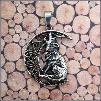Kettenanhänger "Wolfsmond"  aus Edelstahl