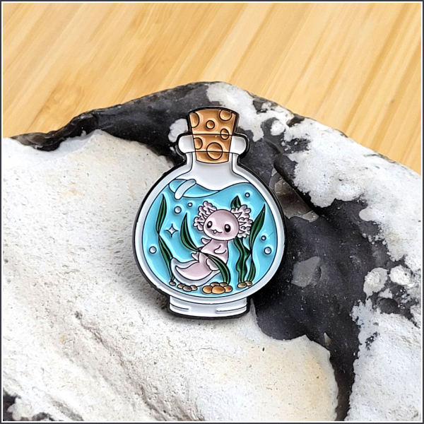 Pin „Rosa Axolotl im Glas“