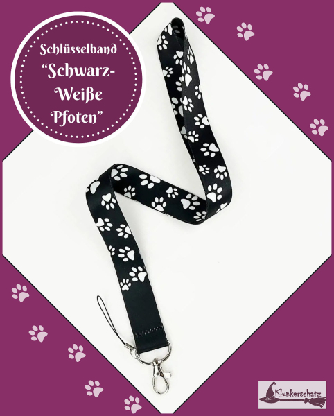 Schlüsselband „Schwarz-Weiße Pfoten“