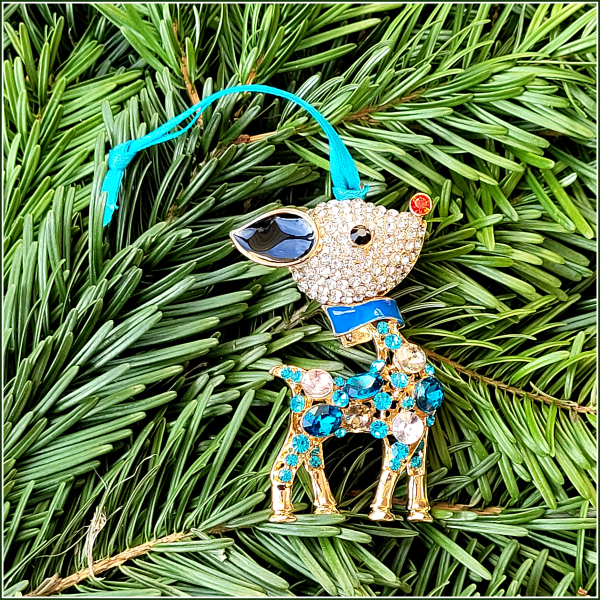 Geschenkanhänger / Dekoanhänger / Baumschmuck "Reh in Türkis"