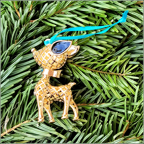 Geschenkanhänger / Dekoanhänger / Baumschmuck "Reh in Türkis"