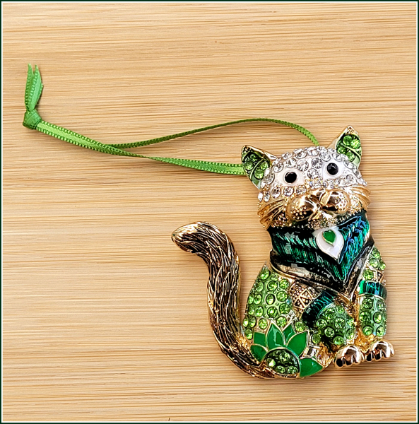 Katze hängende Ornament, grüne Katze mit Band Keramik Ornament,  handgemachte Keramik kleine Katze, Katzenliebhaber Geschenk, Katze  Rückspiegel Anhänger - .de