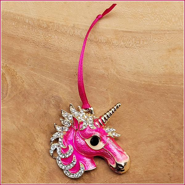 Geschenk-, Deko- oder Baumanhänger "Einhornkopf in Cyclam"
