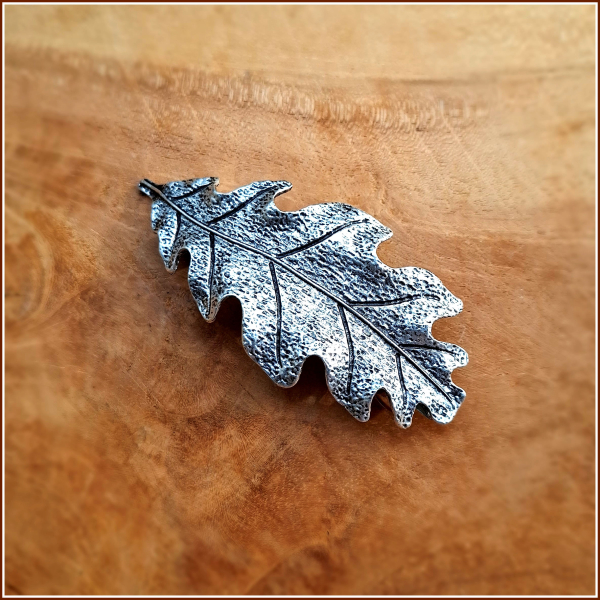 Haarspange "Eichenblatt" in Antiksilber