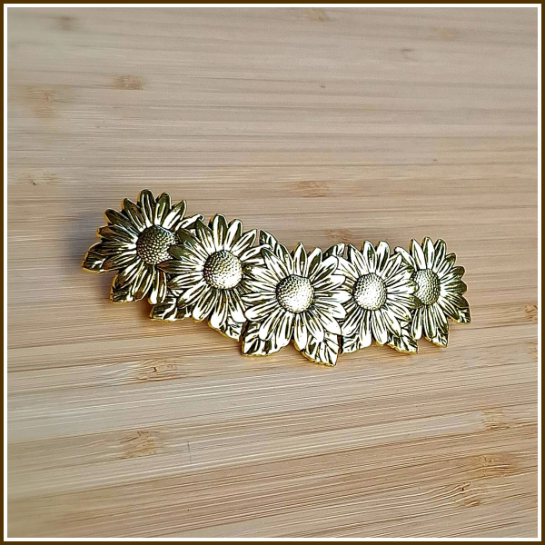 Haarspange „Sonnenblumen“ in Antikgold
