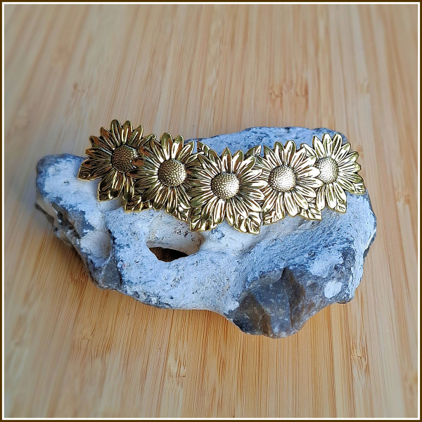 Haarspange „Sonnenblumen“ in Antikgold