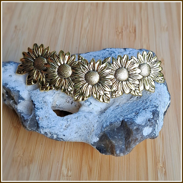 Haarspange „Sonnenblumen“ in Antikgold