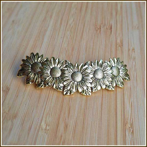 Haarspange „Sonnenblumen“ in Antikgold