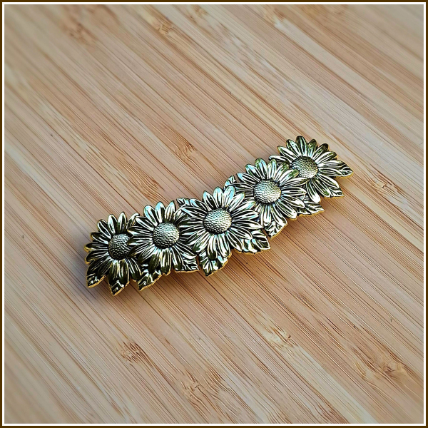 Haarspange „Sonnenblumen“ in Antikgold