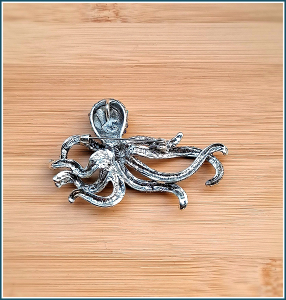 „Oktopus in Blau“ - Brosche & Kettenanhänger - 2 in 1