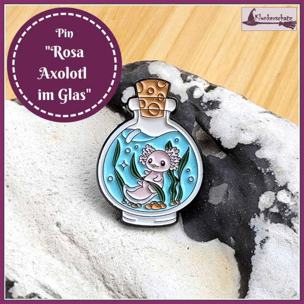 Pin „Rosa Axolotl im Glas“