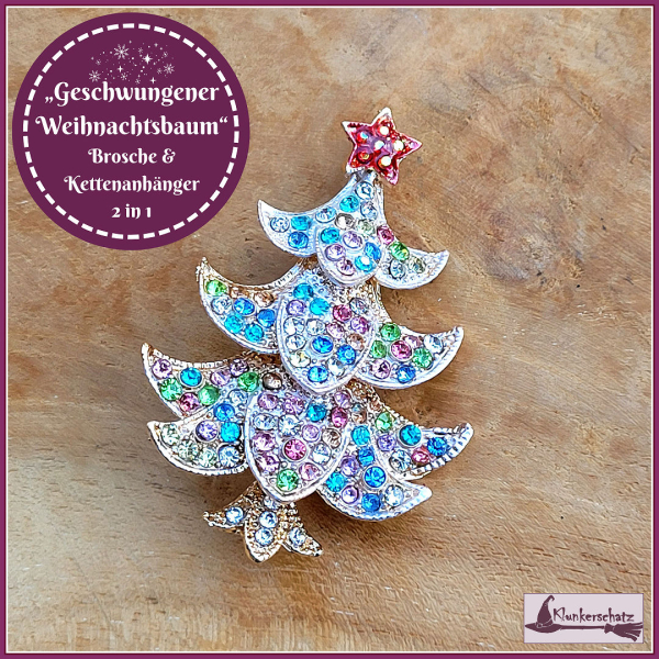 „Geschwungener Weihnachtsbaum“ – Brosche & Kettenanhänger – 2 in 1