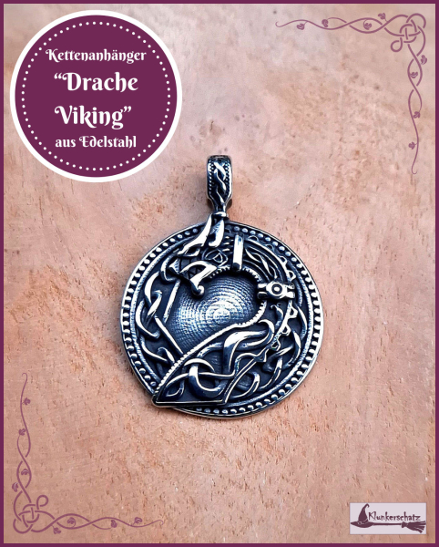 Kettenanhänger „Drache Viking“ aus Edelstahl