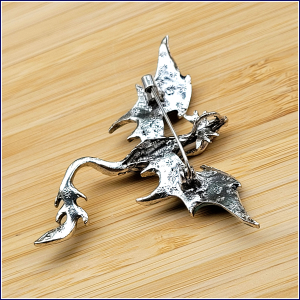 „Blauer Silberdrache“ - Brosche & Kettenanhänger - 2 in 1