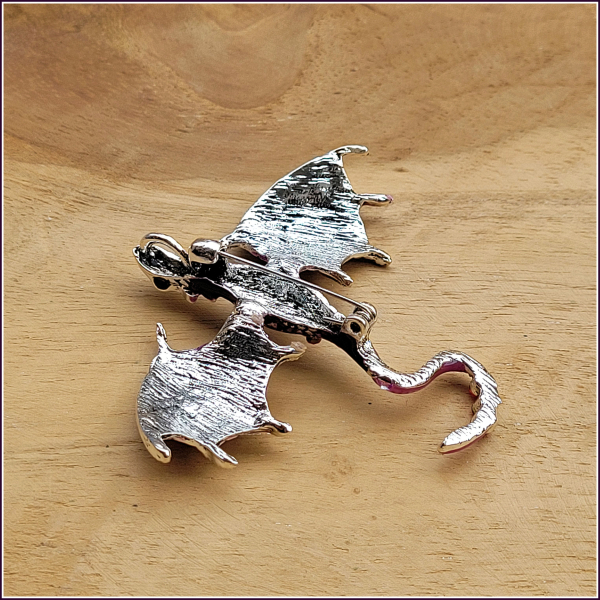 „Flugdrache in Pink-Violett“ - Brosche und Kettenanhänger – 2 in 1