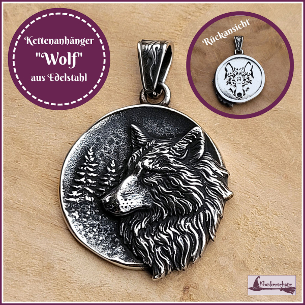 Kettenanhänger „Wolf“ aus Edelstahl
