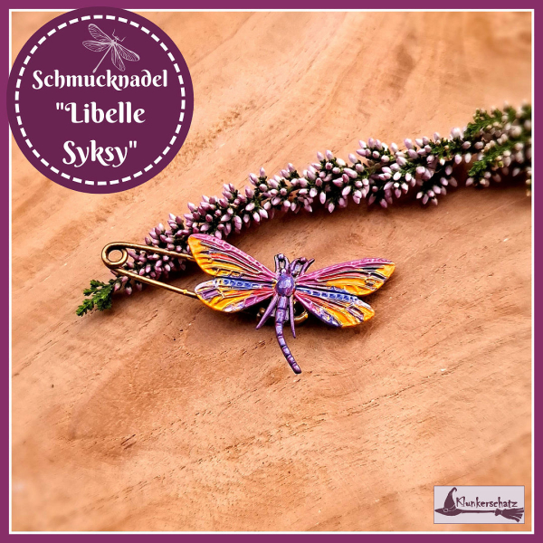 Schmuck-, Gewand- und Kiltnadel „Libelle Syksy“ - Unikat