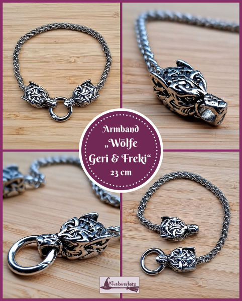 Armband "Wölfe Geri & Freki" - 23 cm