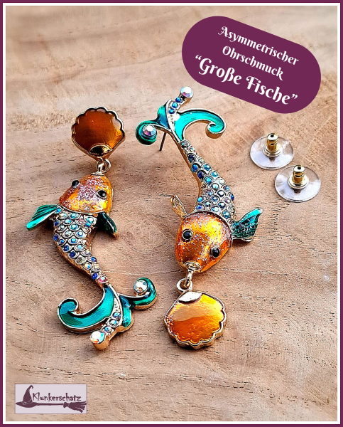 Asymmetrischer Ohrschmuck „Große Fische“