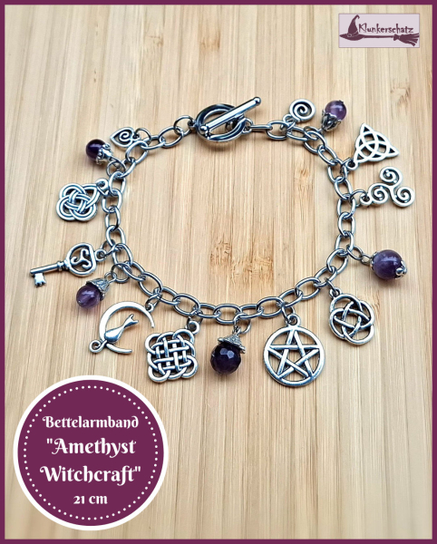 Bettelarmband „Amethyst Witchcraft“ mit Knebelverschluss – 21 cm - Unikat