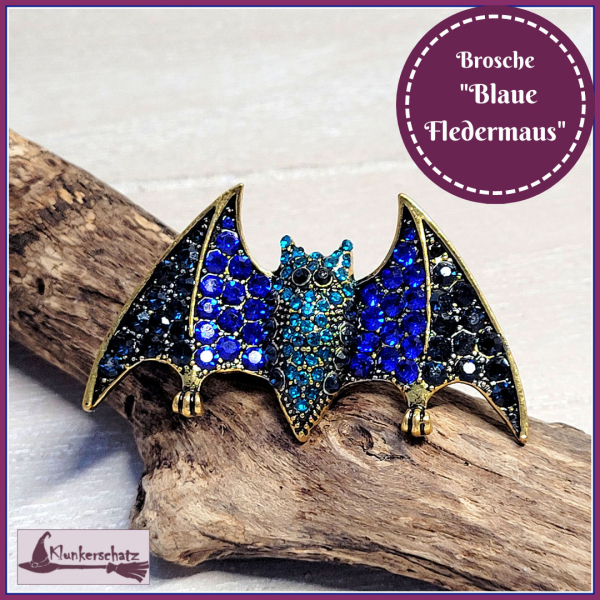 Brosche "Blaue Fledermaus"
