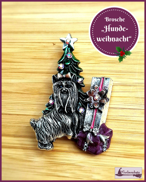 Brosche "Hundeweihnacht"