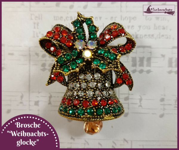 Brosche "Weihnachtsglocke" im Vintagestyle