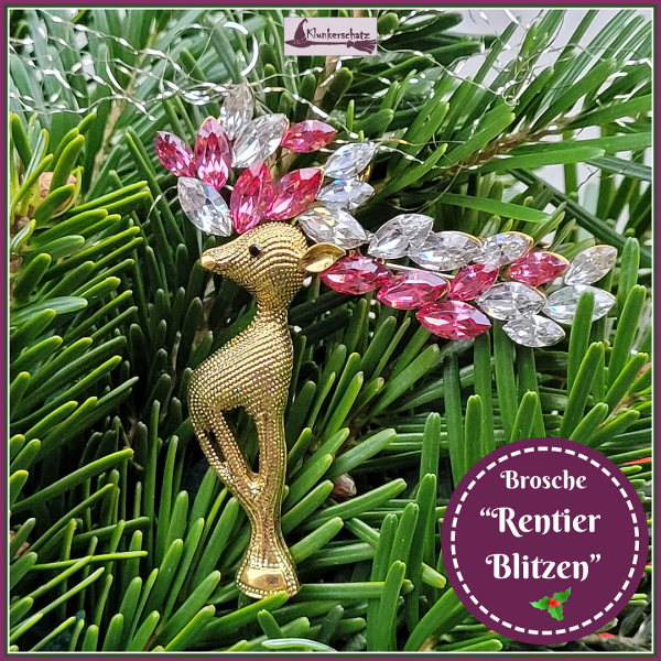 Brosche "Rentier Blitzen"