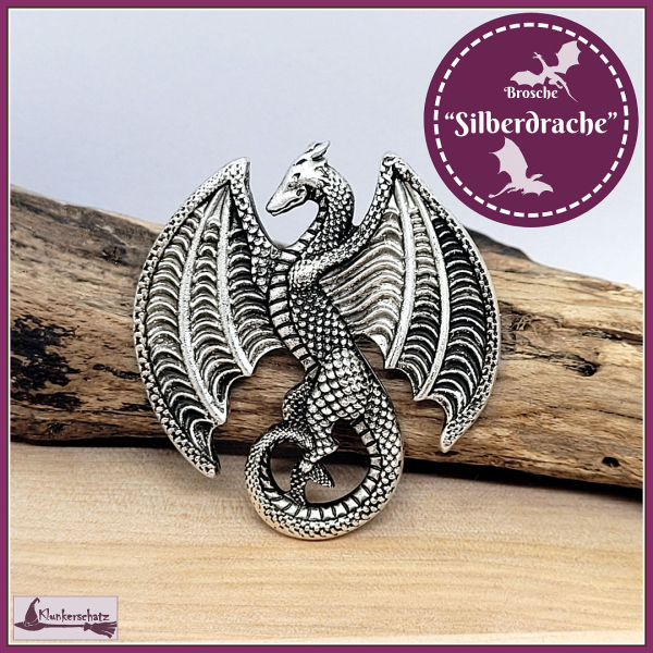 Brosche "Silberdrache"