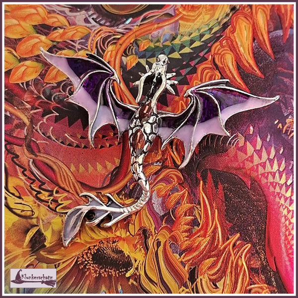 „Violetter Silberdrache“ - Brosche & Kettenanhänger - 2 in 1