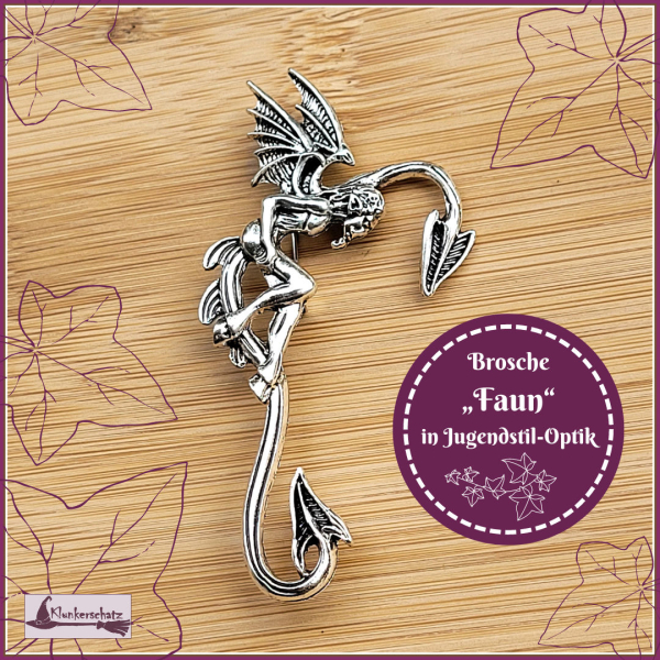 Brosche "Faun" in Jugenstil-Optik