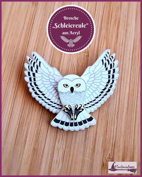 Brosche "Schleiereule" aus Acryl
