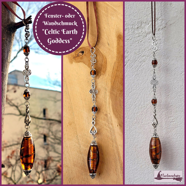 Langer, schlanker Fensterschmuck "Celtic Earth Goddess"