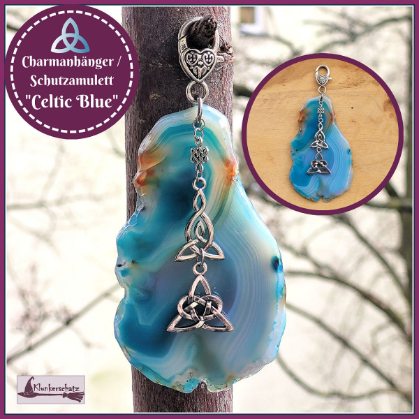 Charmanhänger / Schutzamulett "Celtic Blue" - Unikat