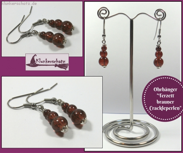 Ohrhänger "Terzett brauner Crackleperlen"