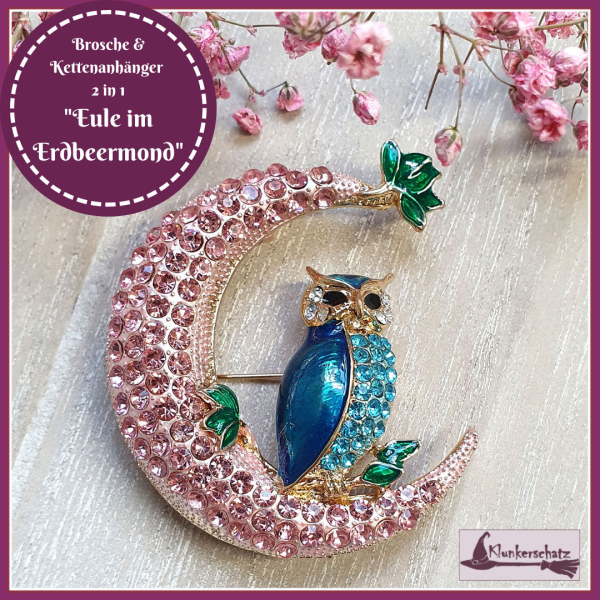 Brosche "Eule im Erdbeermond"