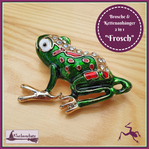 "Frosch" - Brosche & Kettenanhänger - 2 in 1
