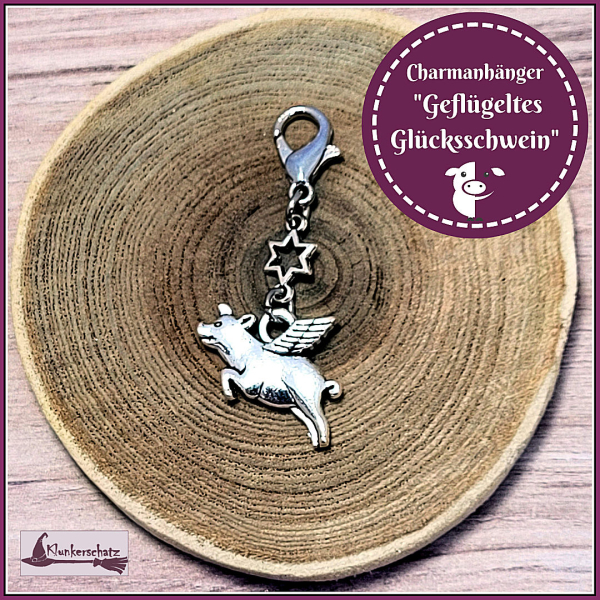 Charmanhänger "Geflügeltes Glücksschwein"