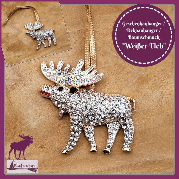 Geschenk-, Deko- oder Baumanhänger "Weißer Elch"
