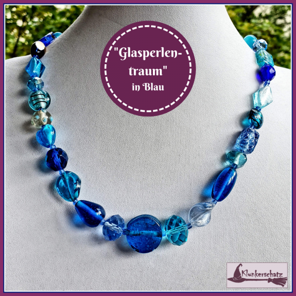 Halskette "Glasperlentraum" in Blau - Unikat!