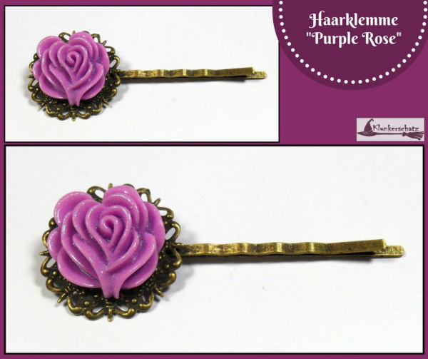 Haarklemme "Purple Rose"