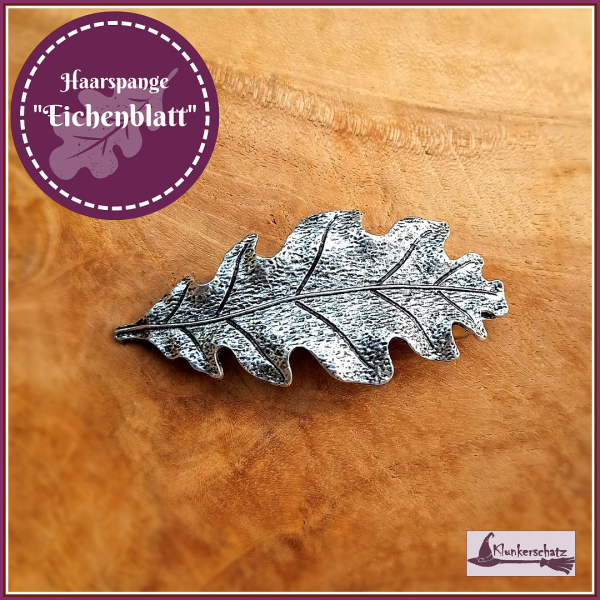 Haarspange "Eichenblatt" in Antiksilber