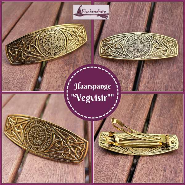 Haarspange "Vegvisir" in der Farbe Antikgold