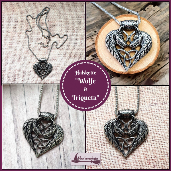 Halskette "Wölfe & Triqueta" - 70 cm