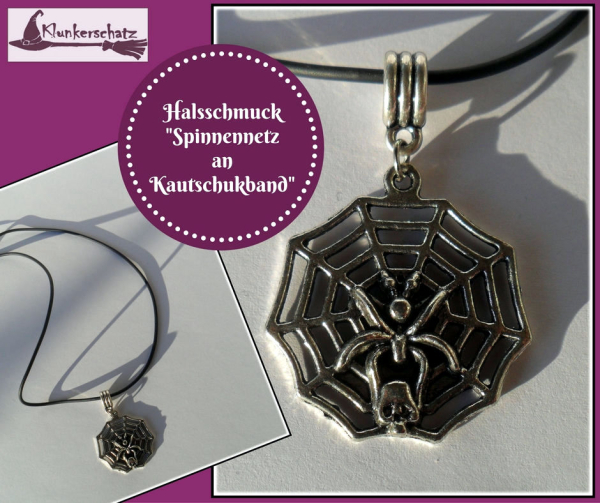 Halsschmuck "Spinnennetz an Kautschukband"