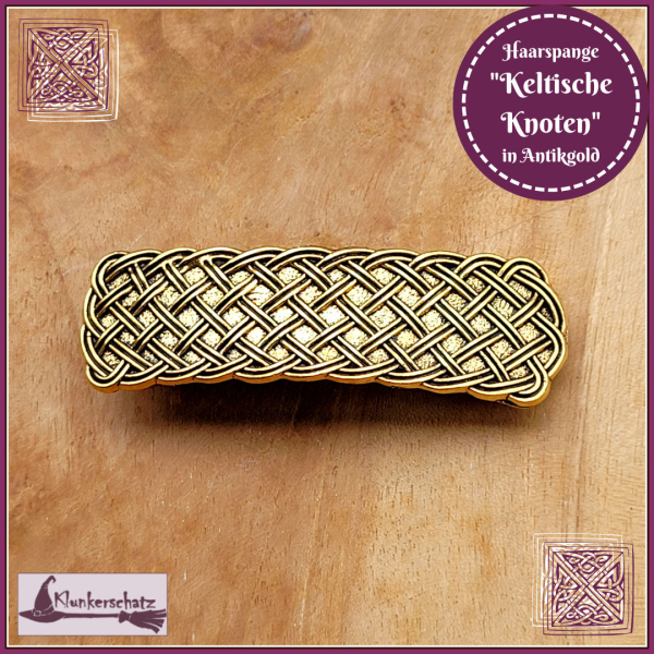 Haarspange "Keltische Knoten" in Antikgold