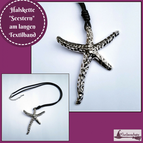 Halskette "Seestern" am  Textilband
