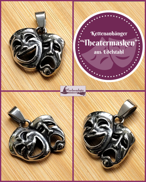 Kettenanhänger „Theatermasken“ aus Edelstahl